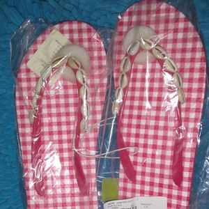 TWO PAIR New Red Gingham Cowrie Shell / EU 39